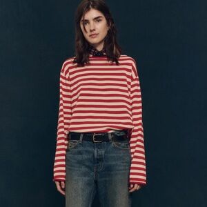 NWT ✨ THE GREAT The Sailor Sweater Red and Cream Stripes Sz 3 RARE!
